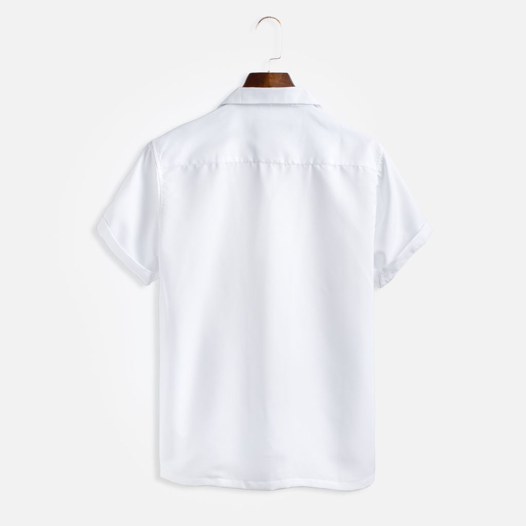 Áo sơm mi nam ngắn tay basic - White